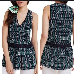 NWT Anthropologie Maeve Blue and Teal Patterned Blouse